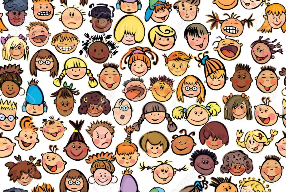 10479912-seamless-pattern-of-kids-different-races-stock-vector-preschool-funny-pupil